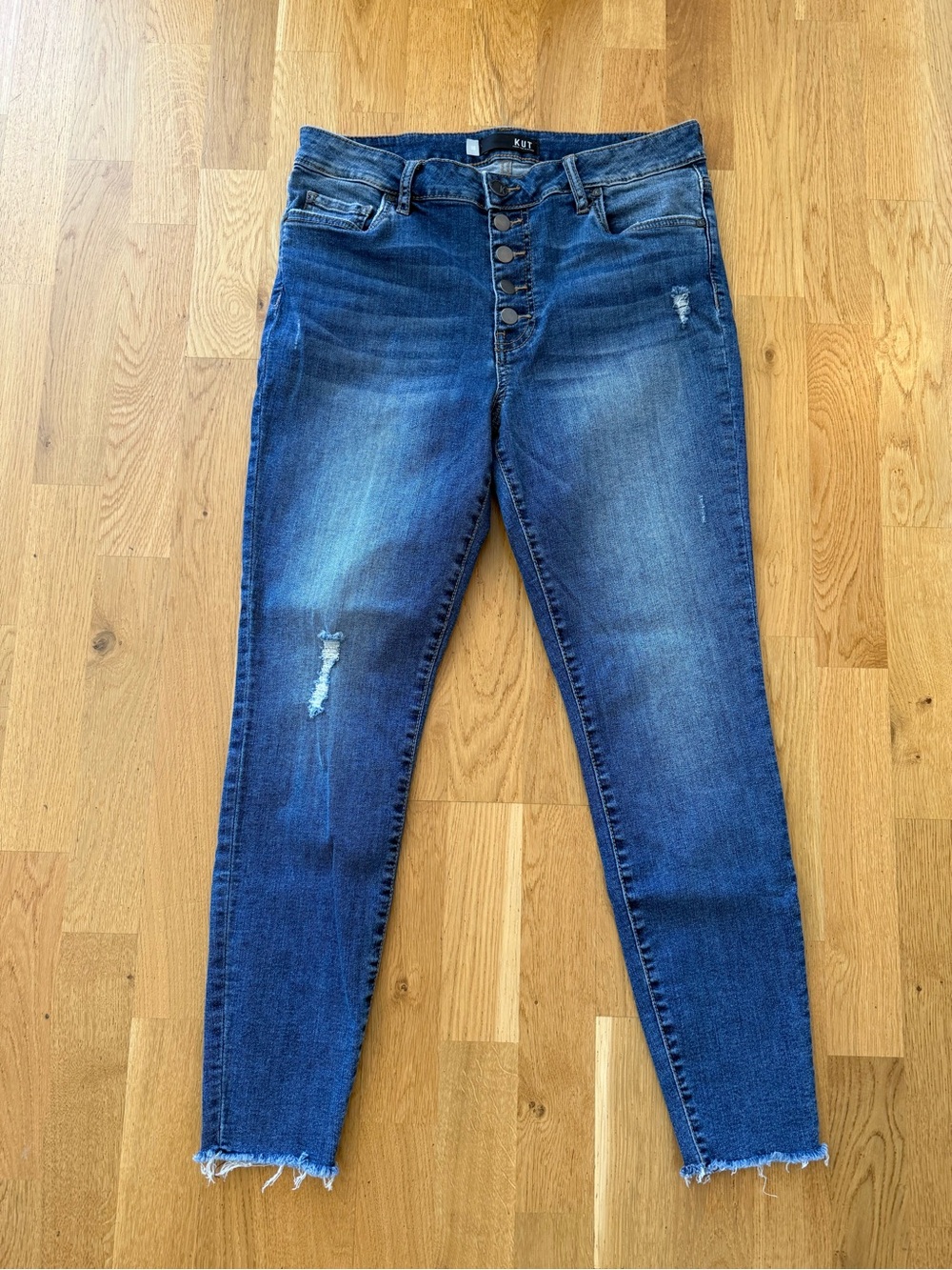Kut from the Kloth Connie Dark Blue Skinny Jeans with Button-Fly